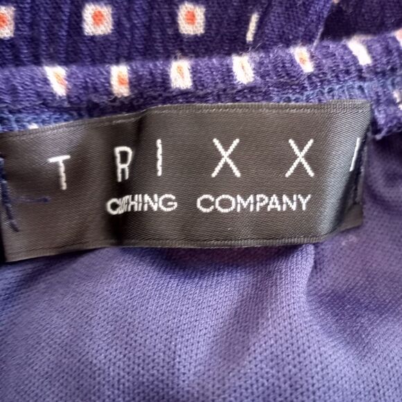 TRIXXI NAVY W/WHITE & ORANGE TRIANGLE DESIGN JUMPSUIT SZ.XS/S EUC - Picture 6 of 6